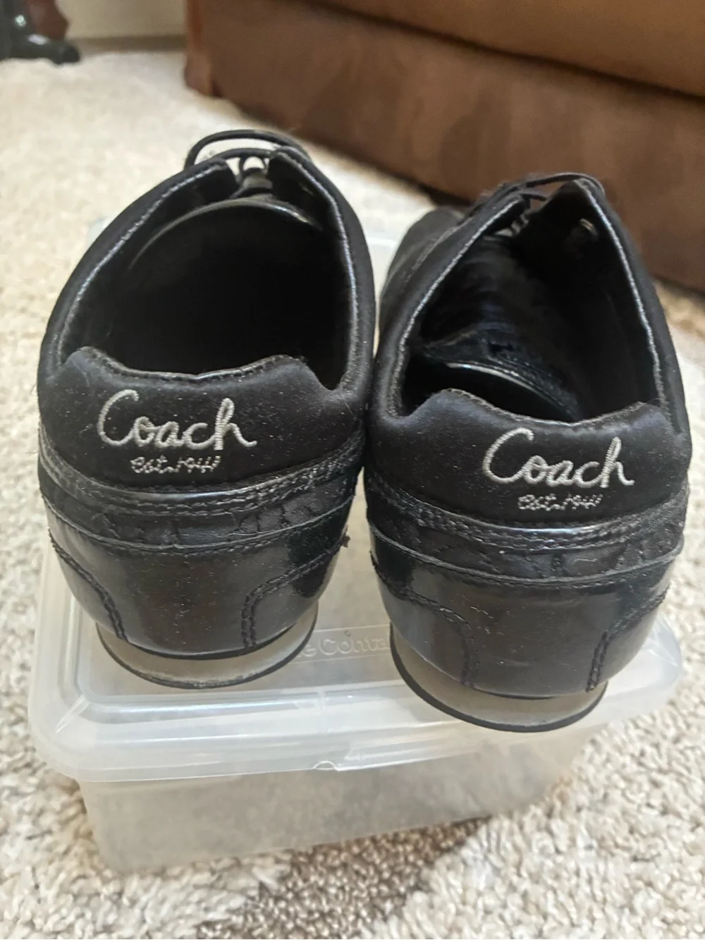 Coach Kellee black signature quilted fashion sneakers with patent leather trim